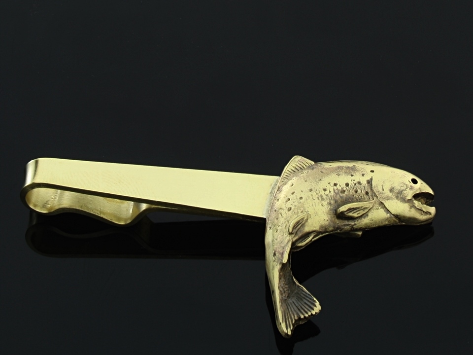 Na Prezent spinka do krawata mosiądz RYBA PSTRĄG Marka bez marki