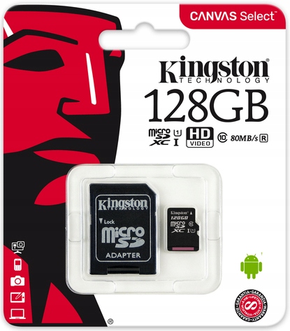 Karta pamięci micro SD 128 GB KINGSTON SDCS2 C10 V10 A1 100 MB/s adapter