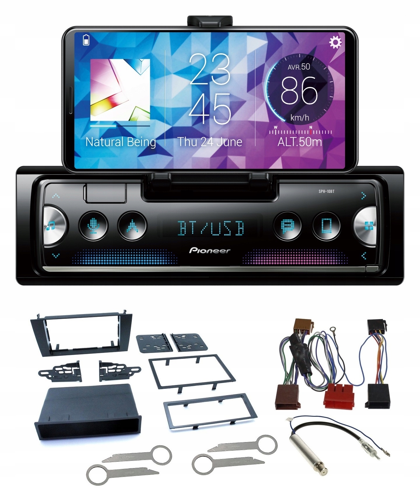 Pioneer SPH-10BT Bluetooth autorádio Aux Audi A4 B5 99-01 rámček
