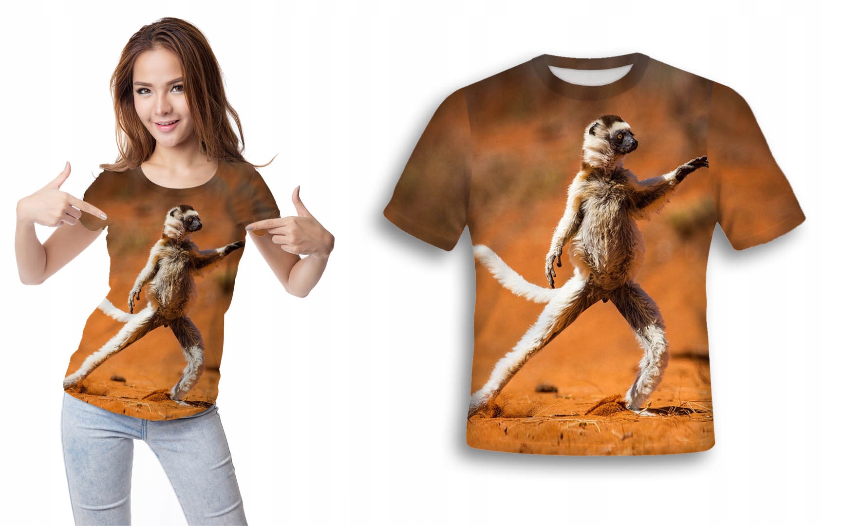 

Koszulka Fullprint T-shirt Lemur S Trwała Śmieszna