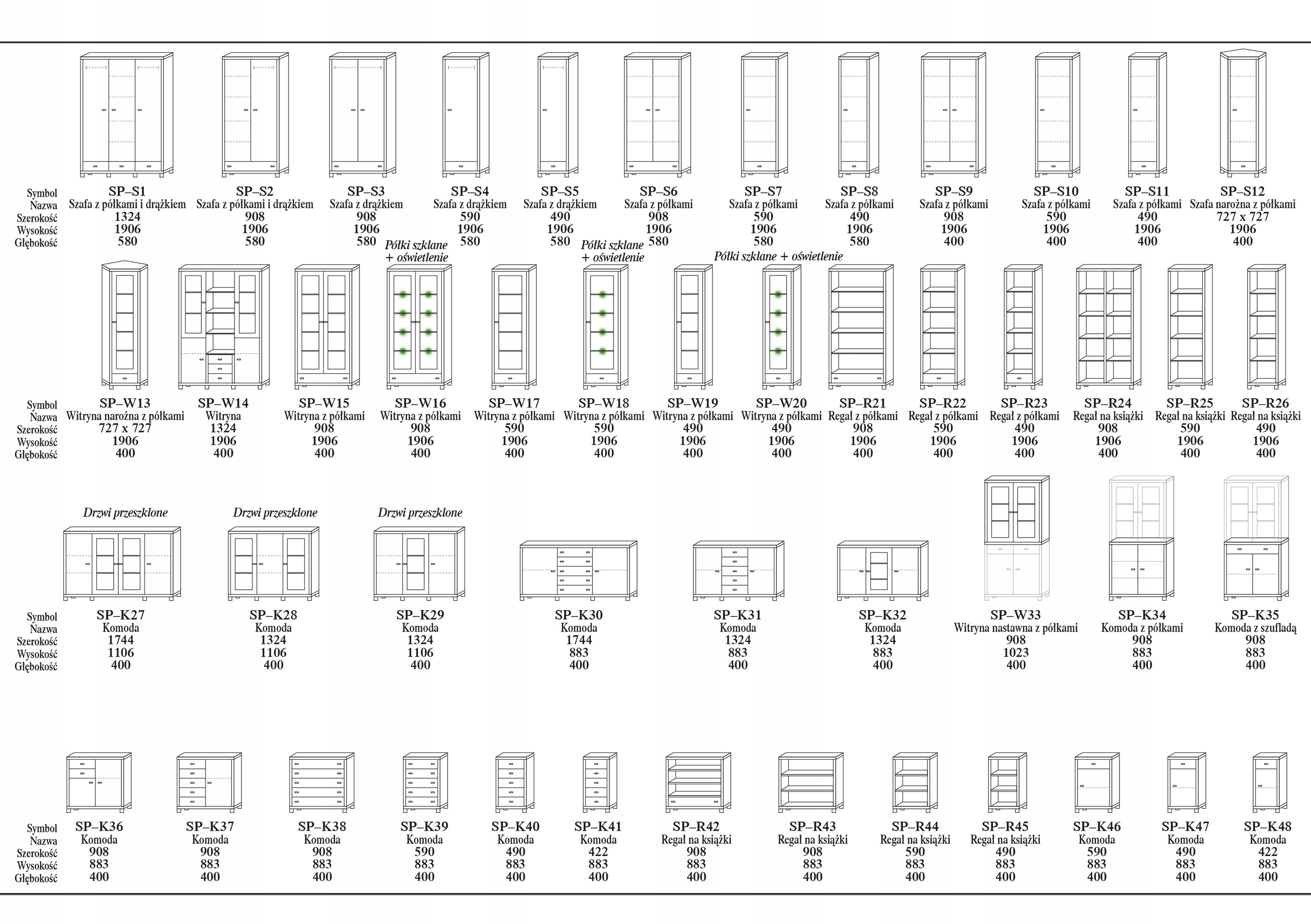 Regał Palermo SP-R44 Dąb bielony 2x50 MEBLOLAND Głębokość mebla 40 cm