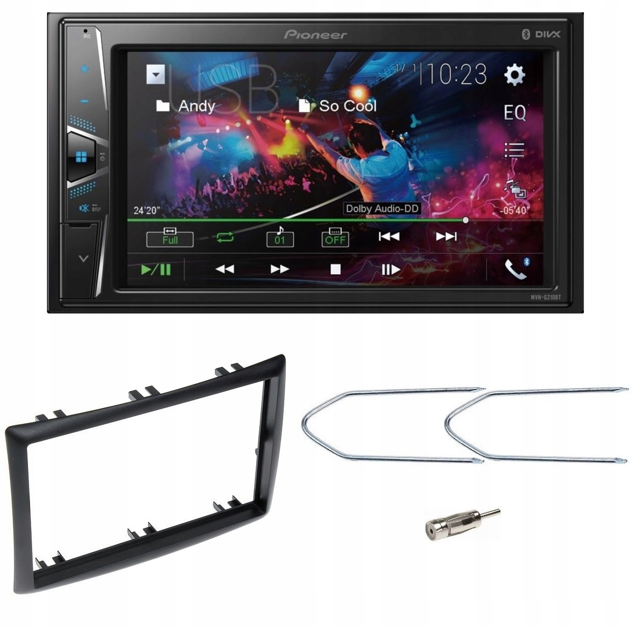 Automobilové rádio Pioneer MVH-G210BT Bluetooth MP3 Renault Megane rámček