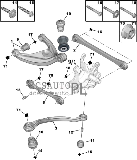 РИЧАГ САЙЛЕНТБЛОК Tył CITROEN C6 PEUGEOT 407 508 16szt EAN ( GTIN ) 3159750818537 foto 0