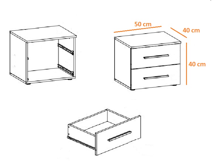 STOLIK NOCNY SZAFKA NOCNA DREAM BIAŁY MAT Szerokość mebla 50 cm