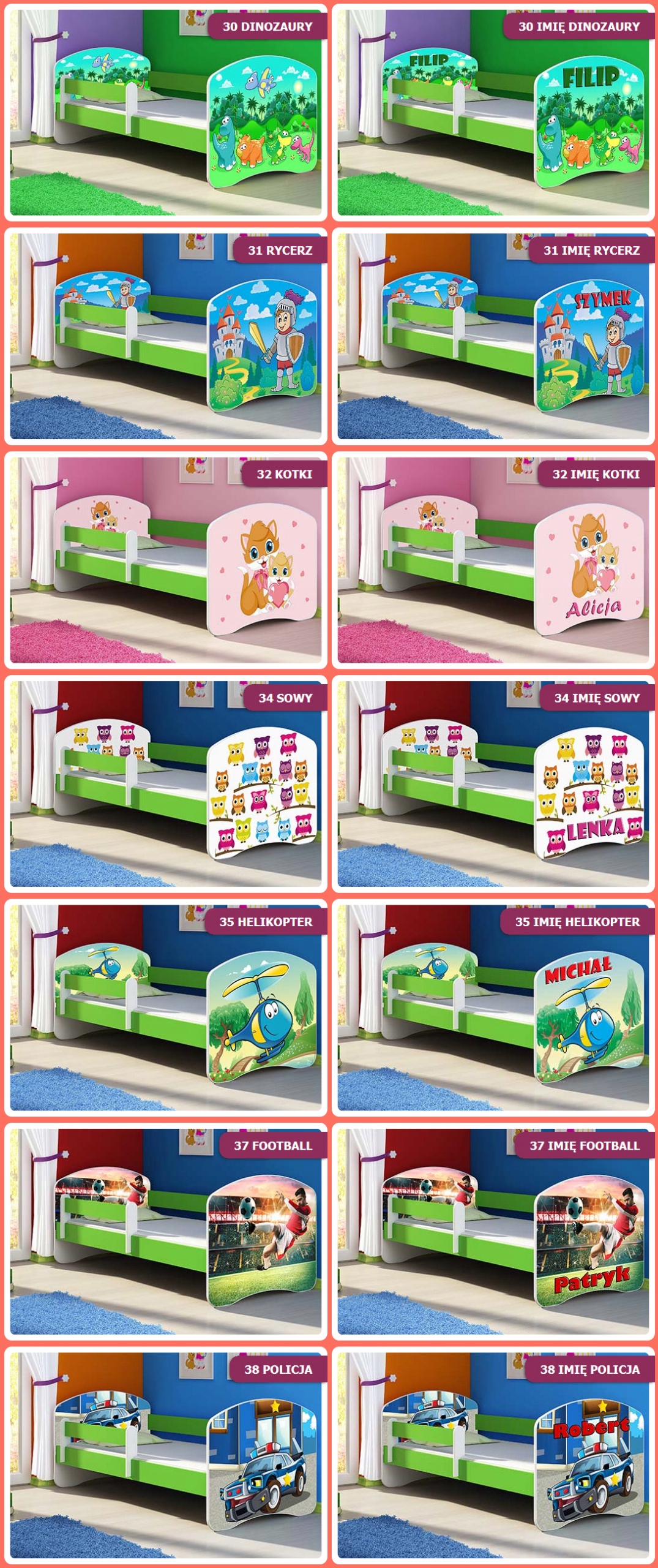 Łóżko dziecięce 180X80 + materac ZIELONE ACMA Marka Acma