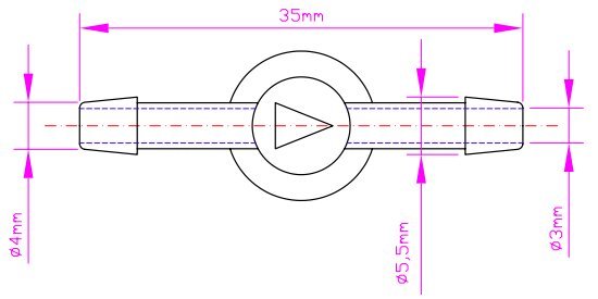 ZAWÓR ZAWOREK ZWROTNY SPRYSKIWACZA ŁĄCZNIK 5x5 5mm Numer katalogowy części ID729