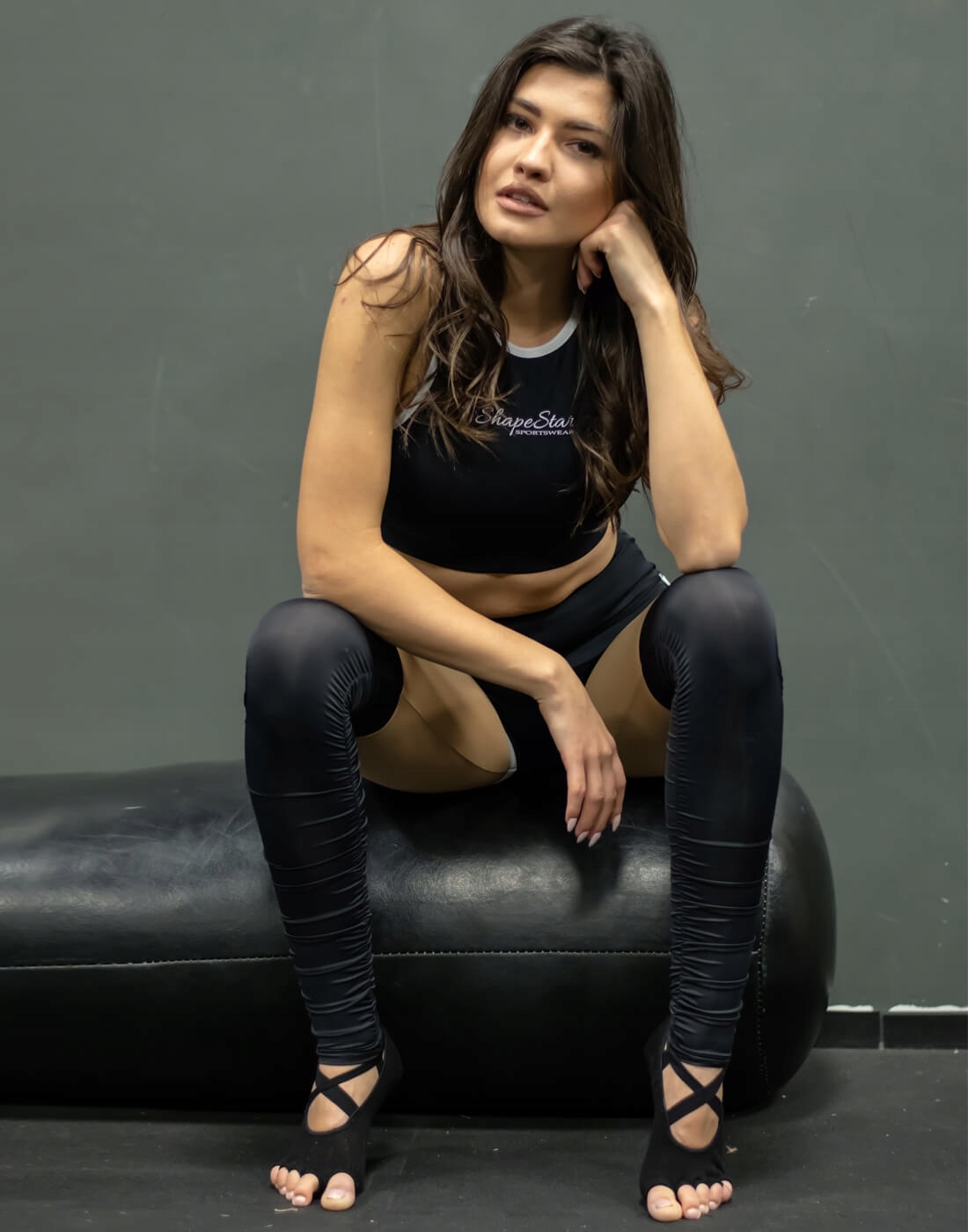 LEGGINSY SHAPESTAR - BLACK SOCKS 3W1 M spodenki Materiał dominujący poliester