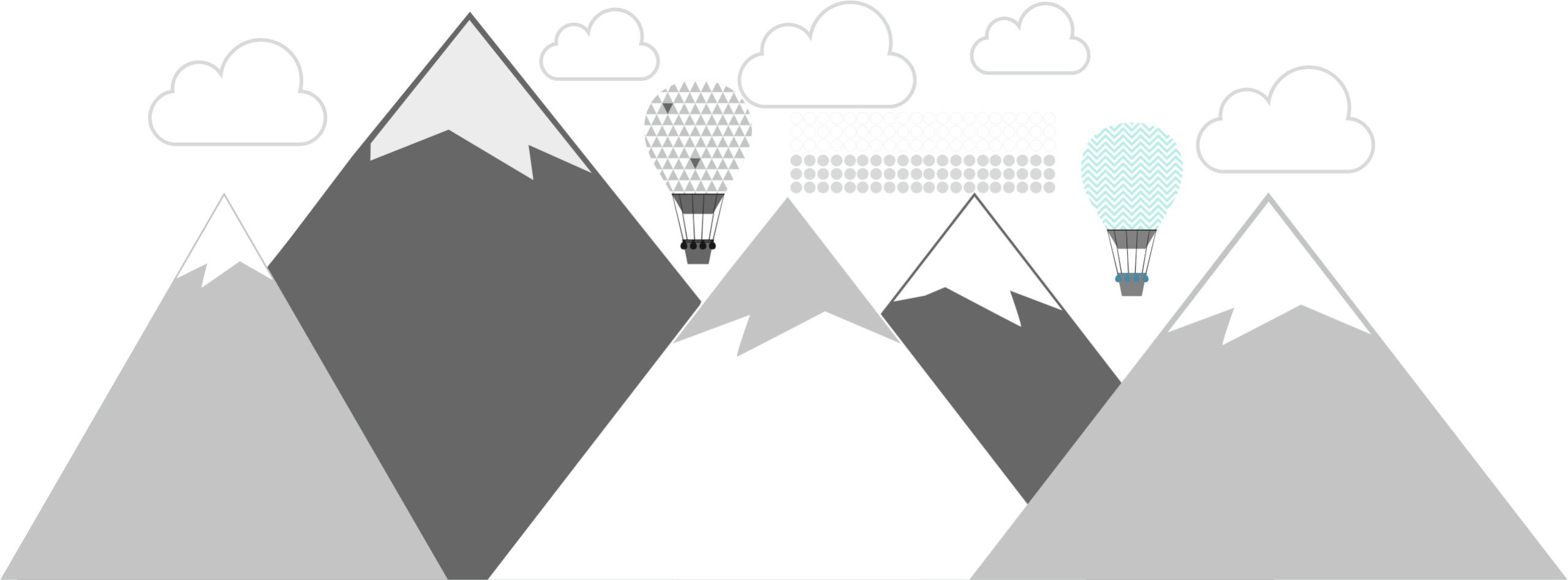 Duża naklejka na ścianę góry chmury balony śnieg Długość 100 cm