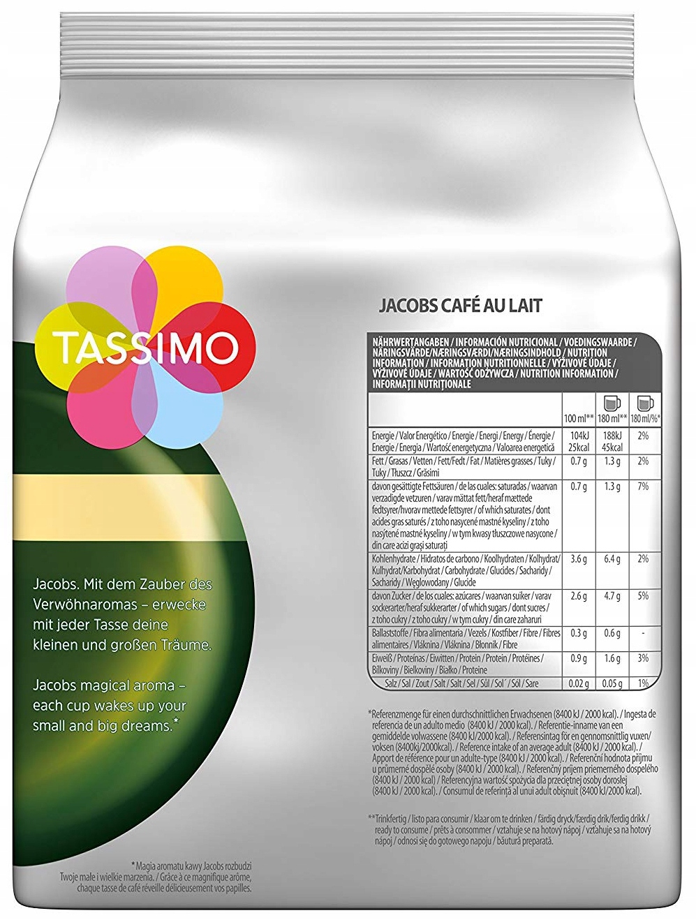 Капсулы Tassimo Jacobs Cafe Au Lait 16pcs Number of Pieces per Pack 16 pcs