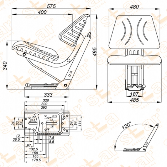 3027406 - двойное сиденье URSUS 3512, MF, JD, DF