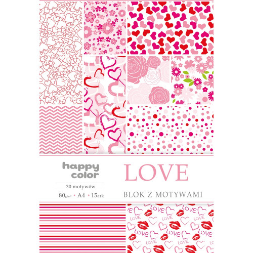 

Blok z motywami Love A4/ 15 Art. Happy Color