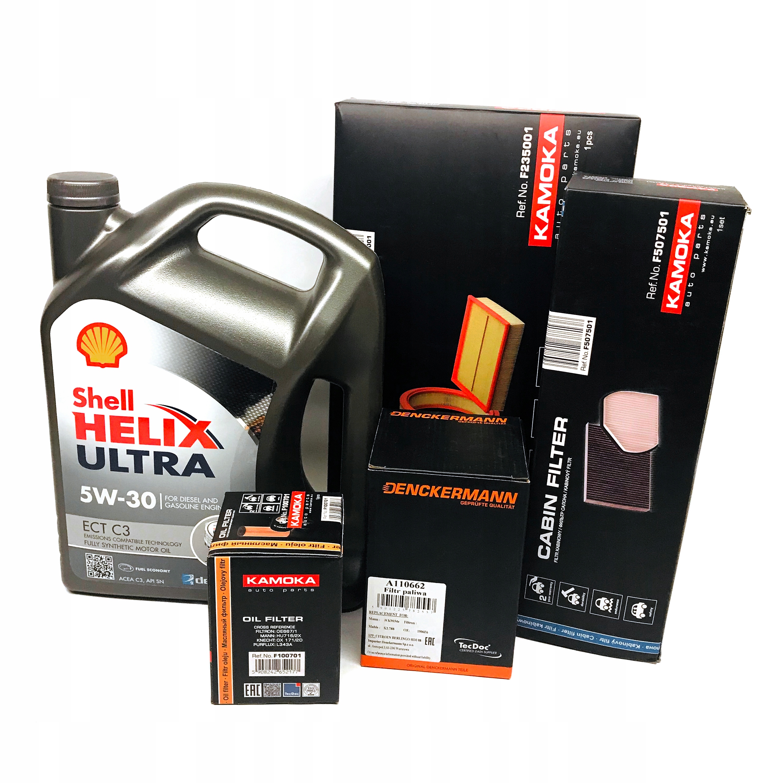 OLEJ 5W30 SHELL ECT C3 + 4 FILTRY BERLINGO 1.6HDI