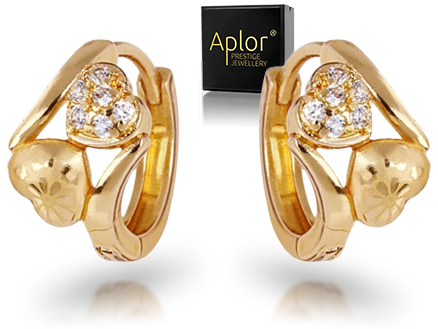 

Aplor Złote Kolczyki Serca Kr. Swarovski Pudełko