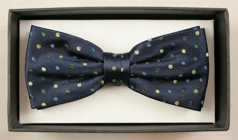 Elegancka mucha z poszetką - ALTIES Wzór dominujący groszki