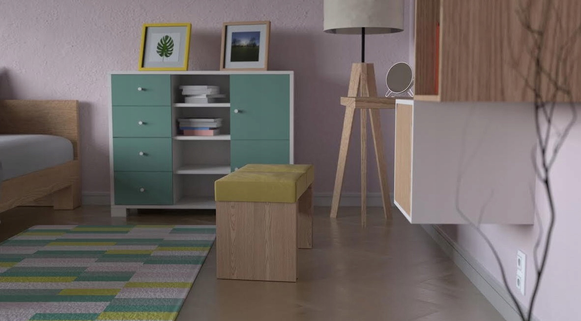 Ławka tapicerowana MEZO II do przedpokoju sypialni Wysokość mebla 45 cm