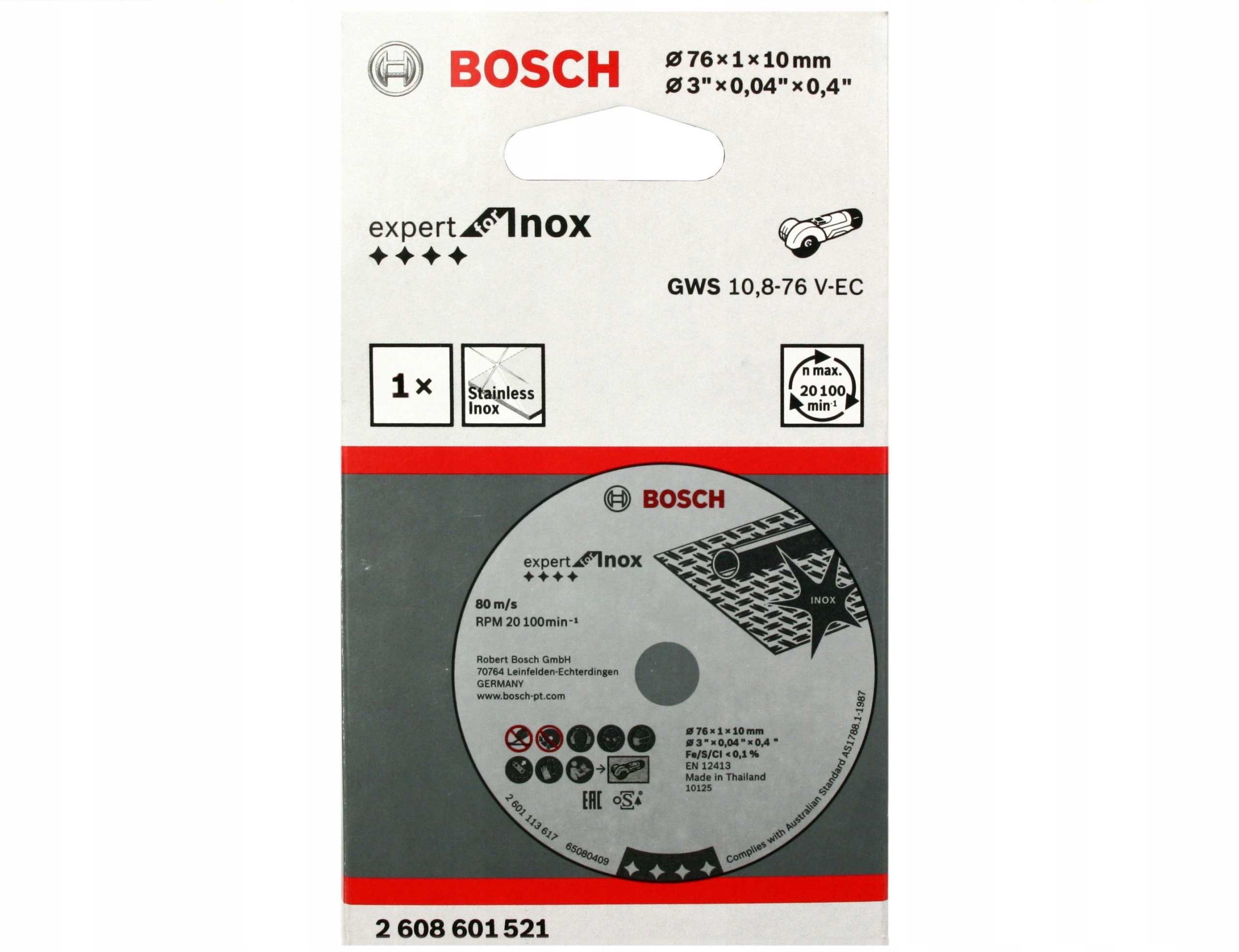 BOSCH TARCZA KORUNDOWA GWS 10,8-76 V-EC 76mm/1,0mm Marka Bosch