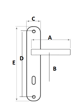 KLAMKA WEWNĘTRZNA Z DŁUGIM SZYLDEM WC LEWA 72mm Marka inna