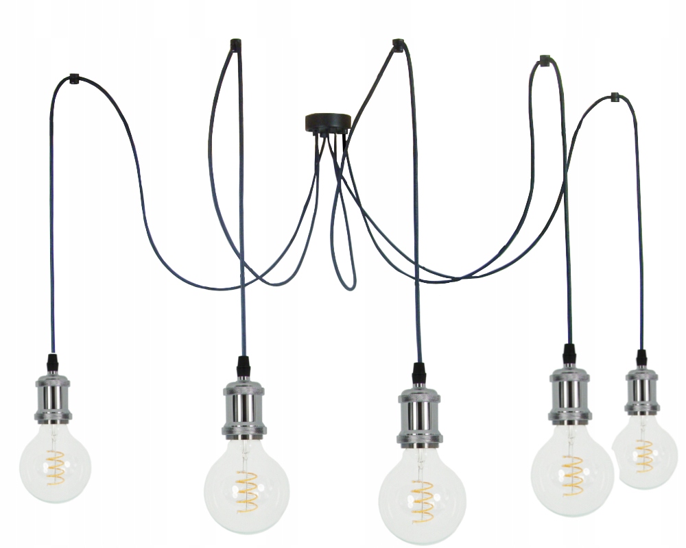 Závěsná Stropní Lampa Pavouk 5 Retro Rám Chrom