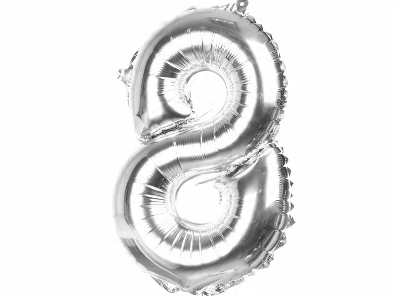 

Balony Foliowe 40CM Balon Cyferka Cyfra Srebrna 8