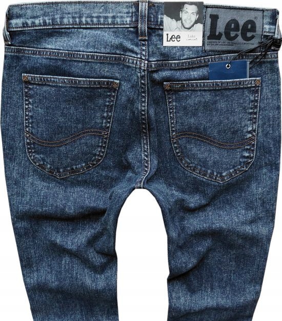 LEE LUKE jeansy rurki PUNK BLUE stretch W29 L34 Długość nogawki długa