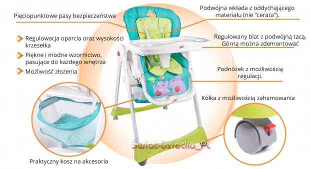 TOP KIDS KRZESEŁKO DO KARMIENIA MULTIFUNKCJONALNE! Materiał Tworzywo, metal