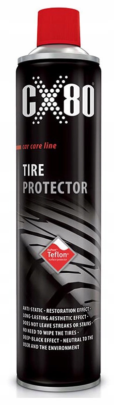 CX80 TIRE PROTECTOR ČERNIDLO Sprej na LESK PNEUMATIKA TEFLON Konzervuje