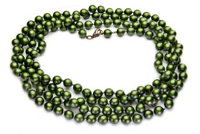 

Korale Naszyjnik Zielony Khaki Bardzo Długi Perły