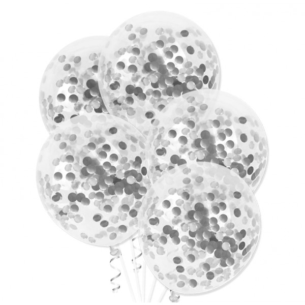 

Balon przeźroczysty konfetti srebrne metaliczne 5