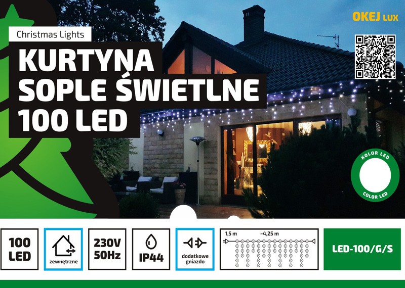 

Kurtyna Świetlna Sople Led 100 Zewnętrzne+gniazdo