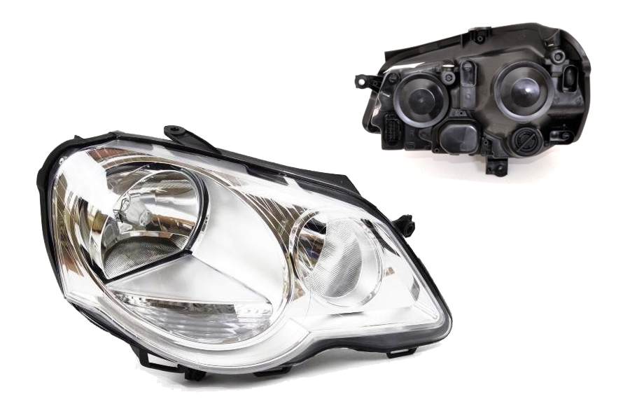 VW Polo 9N3 05-, Reflektor lampa H1+H7 nowa PRAWA