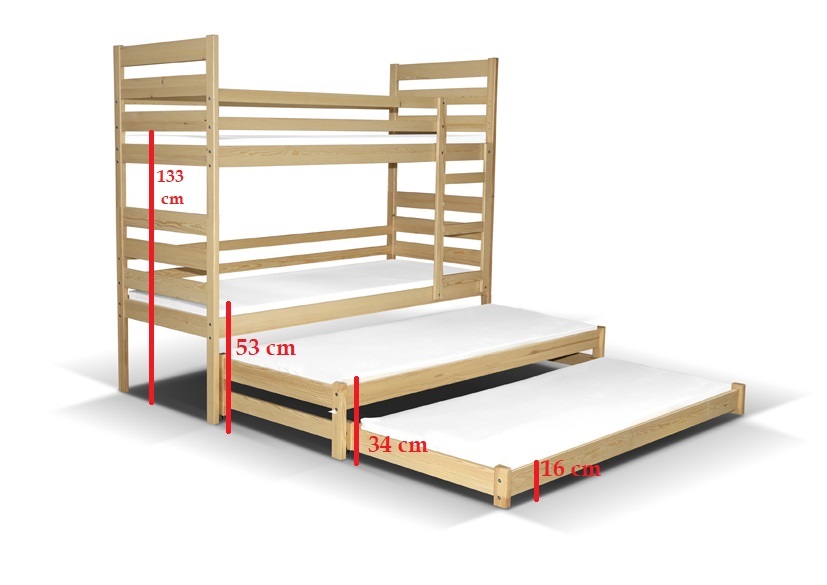 Łóżko piętrowe 4 osobowe 4 materace 190x80 Marka inna