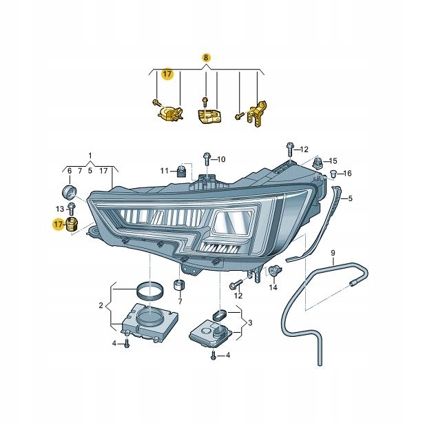 8W0998122 - Ремкомплект фар уши AUDI A4 B9 правый