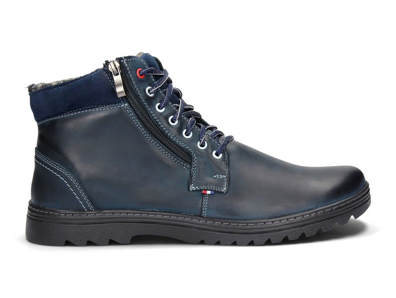 

Zimowy Trampek Trzewik Skóra Suwak 910 Navy 48
