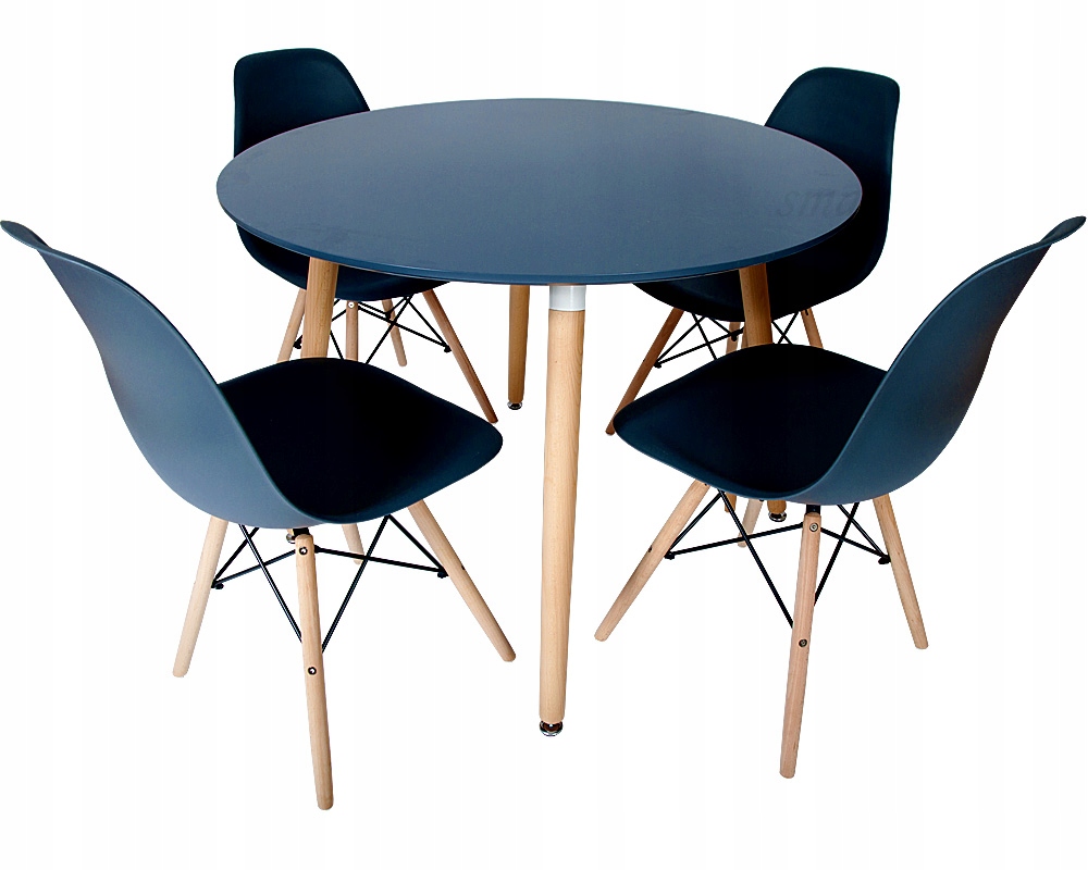 Zestaw STÓŁ okrągły śr. 100 cm + 4 KRZESŁA KOLORY Marka inna