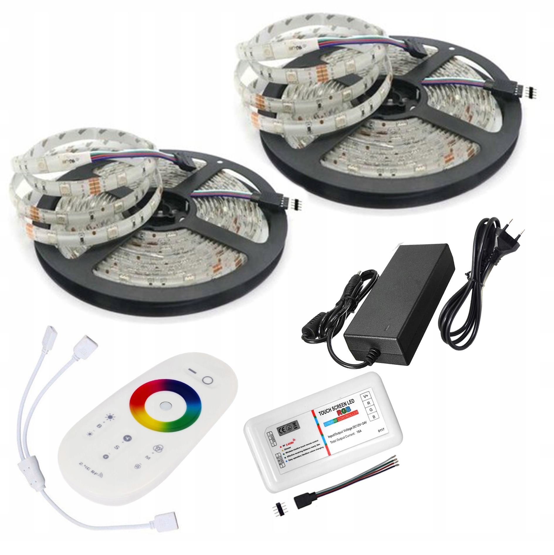 Set Led Páska 10 m Rgb 5050 ip65 Dotyk+napájecí Zdroj