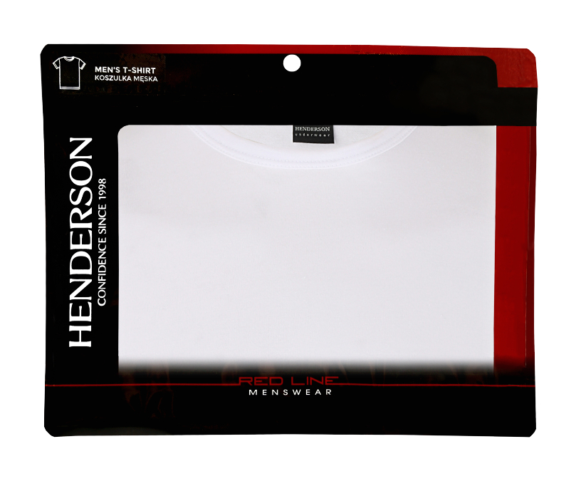 MĘSKA KOSZULKA 18731 HENDERSON RED LINE - r L Dekolt okrągły