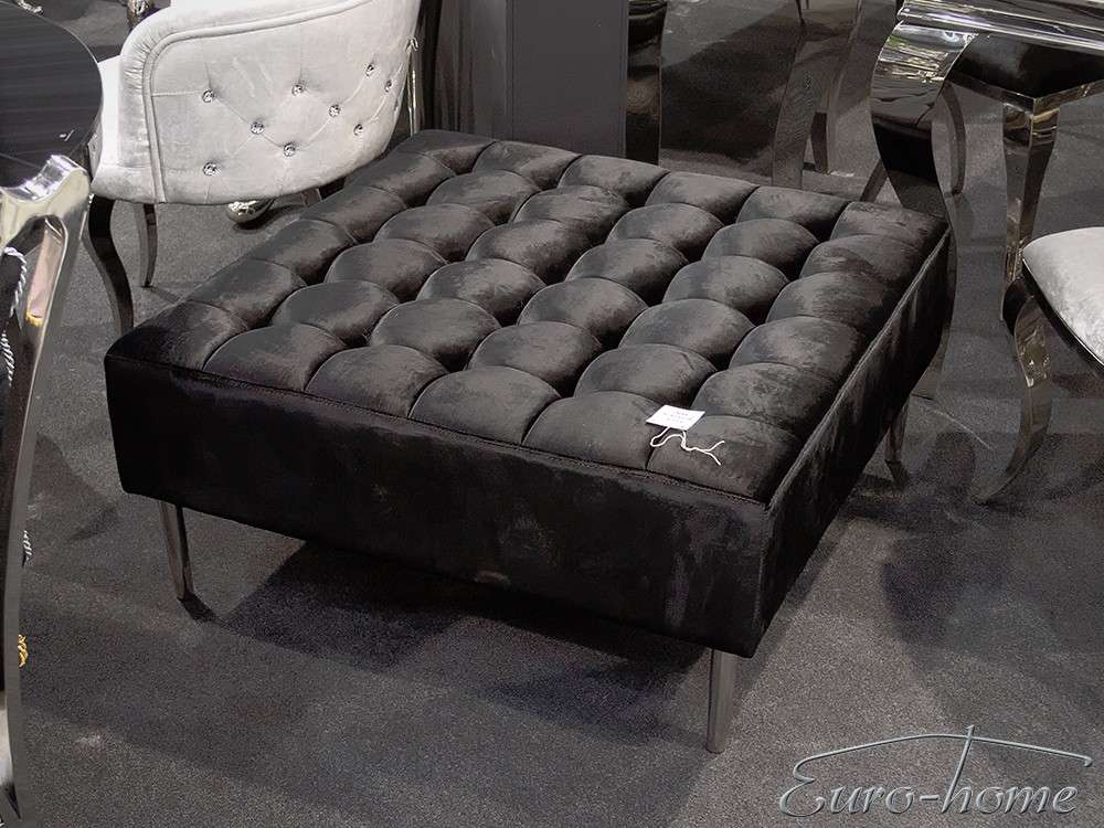 PUFA POUF001 90x90x42cm CZARNA pikowana welur Kształt inny