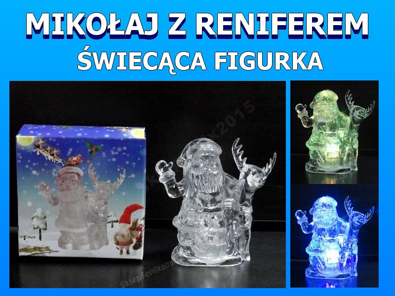 MIKOŁAJ Z RENIFEREM ŚWIECĄCA OZDOBA LED | 3177 I Rodzaj figurka