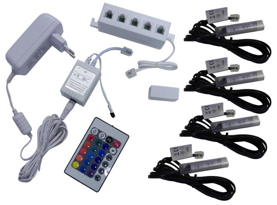 

4x Klips Led Rgb Do Szklanych Półek Witryn zestaw