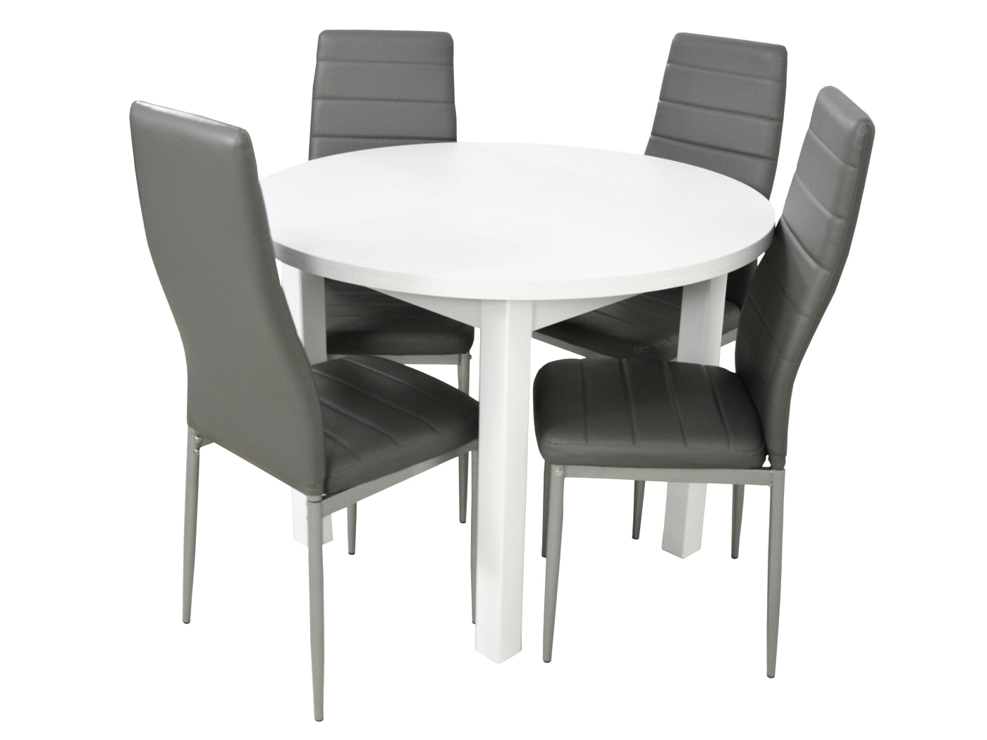Bielej a sivej okrúhly stôl a 4 stoličky ECO