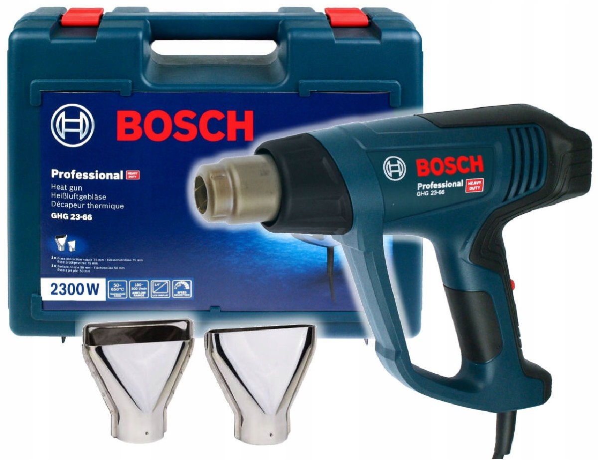 Фото - Будівельний фен Bosch Opalarka 2300W Ghg 23-66  2 Dysze Walizka 