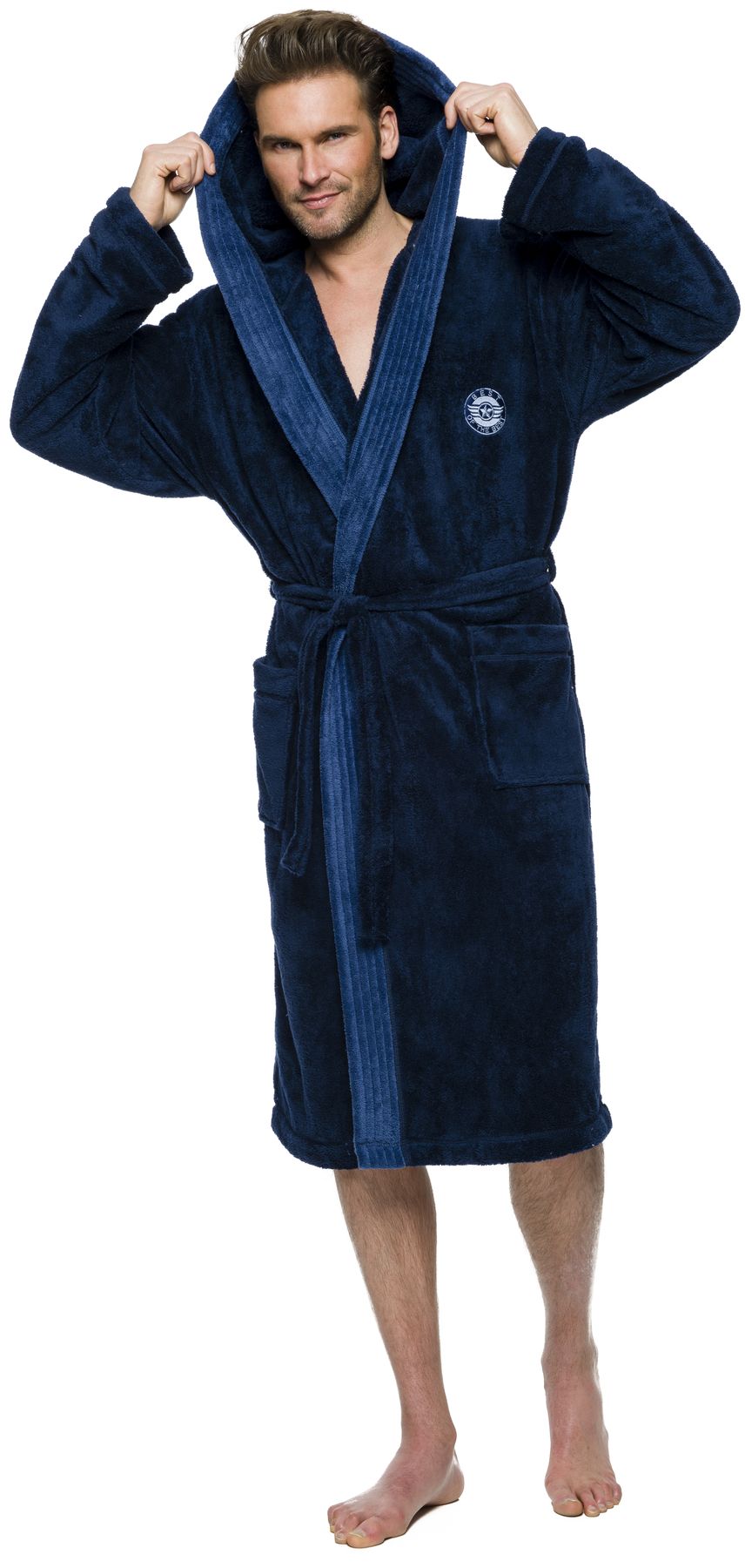 DŁUGI MIŁY CIEPŁY SZLAFROK MĘSKI Z KAPTUREM M Płeć mężczyzna