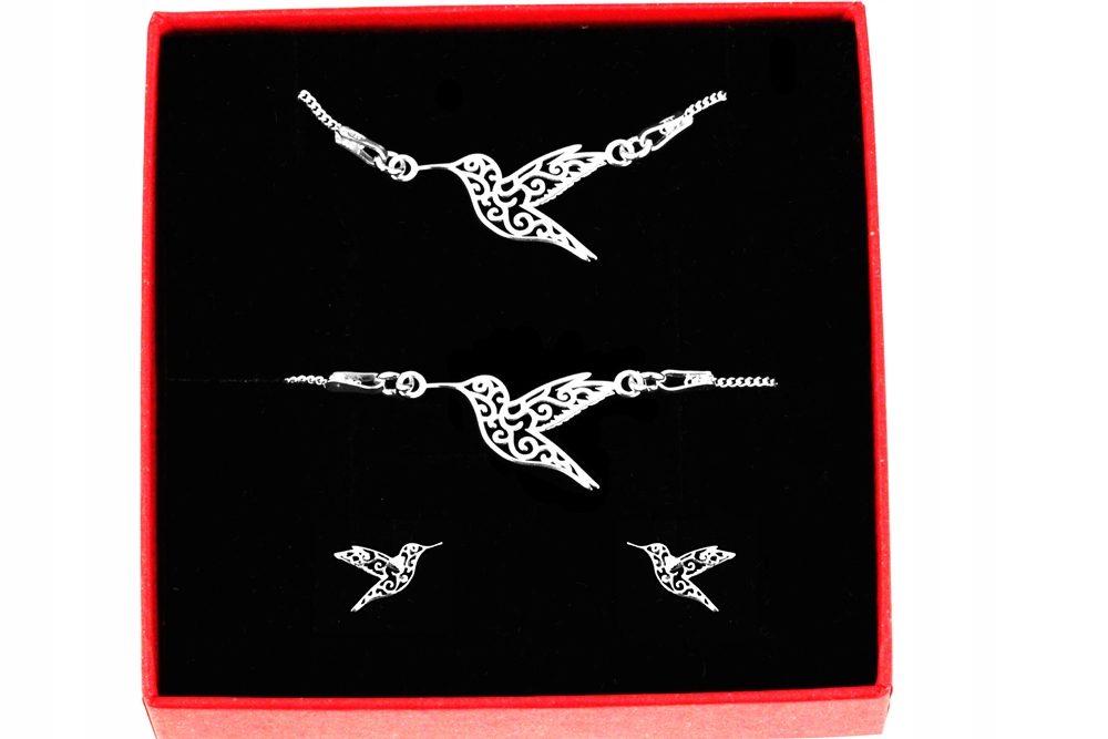 

Komplet Kolibry Celebrytki Ażurowe Srebro Pr. 925