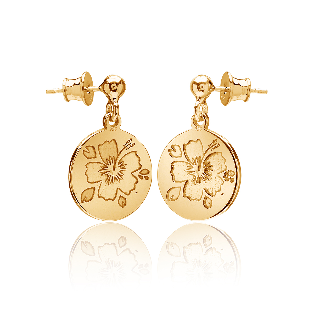 Náušnice Havajský květ, stříbrné pozlacené