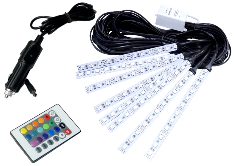 Oswietlenie WNETRZA auta RGB samochodu LED 8x12LED