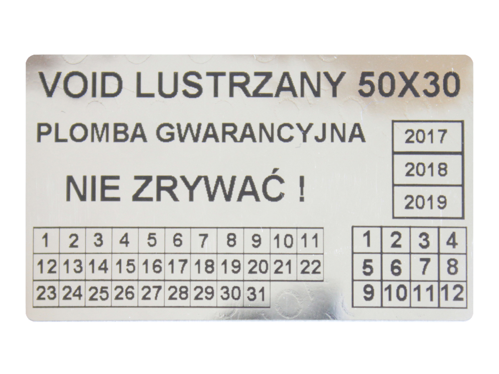 

Plomby Gwarancyjne Stickery 50x30mm Void 3M 250SZT