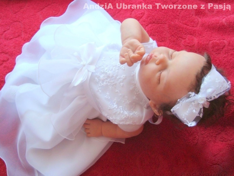 BAJECZNA Sukienka Opaska UBRANKO do CHRZTU 74-80 D&Aring;ugo&Aring;&Auml; maxi