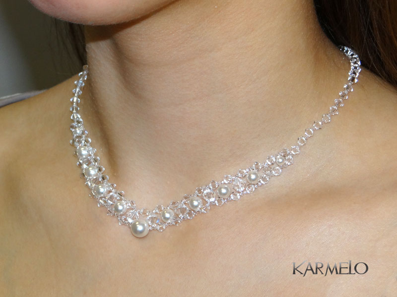 Biżuteria ślubna z kryształami i perłami Swarovski Materiał Srebro