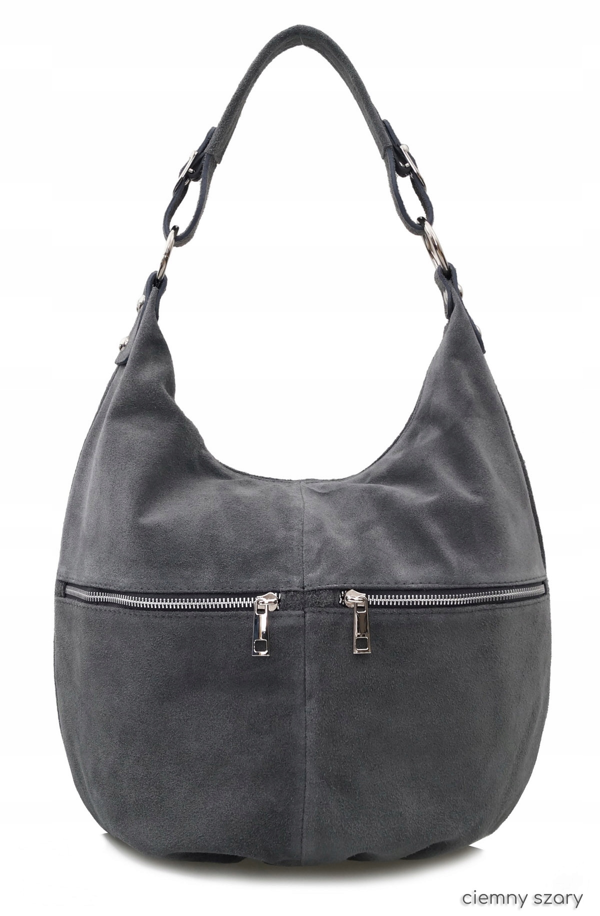 TOREBKA SKÓRZANA zamsz worek suwaki V318 c.szara Marka inna