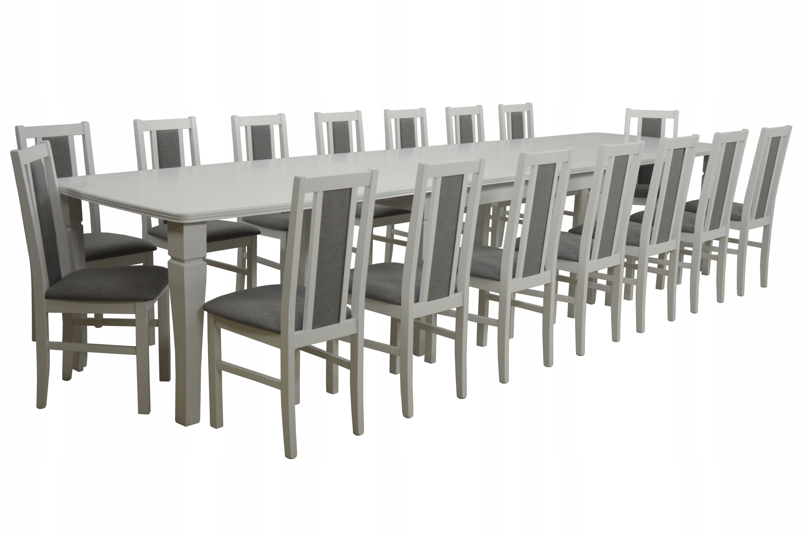 Biela KUCHYŇA nastaviť jedálenský Stôl 100x160/400 a 16 stoličky